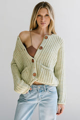 Holland Chunky Knit Cardigan In Sage - Final Sale