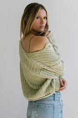 Holland Chunky Knit Cardigan In Sage - Final Sale