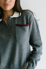 Justine Collared Sweater In Grey - Final Sale