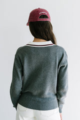 Justine Collared Sweater In Grey - Final Sale