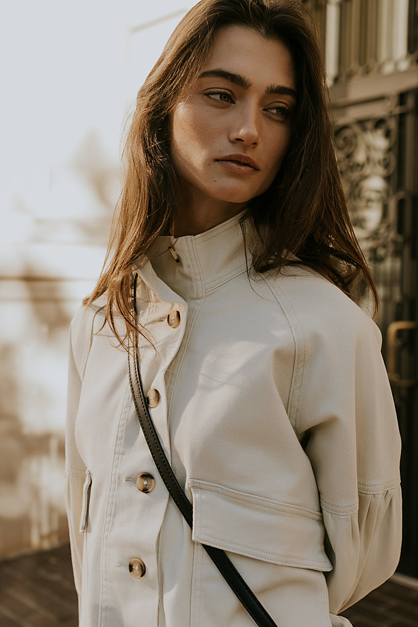 Sasha Denim Jacket In Cream - Final Sale