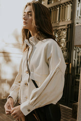 Sasha Denim Jacket in Cream - FINAL SALE