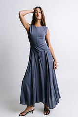 Charles Maxi Dress In Slate Blue - Final Sale