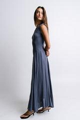 Charles Maxi Dress In Slate Blue - Final Sale