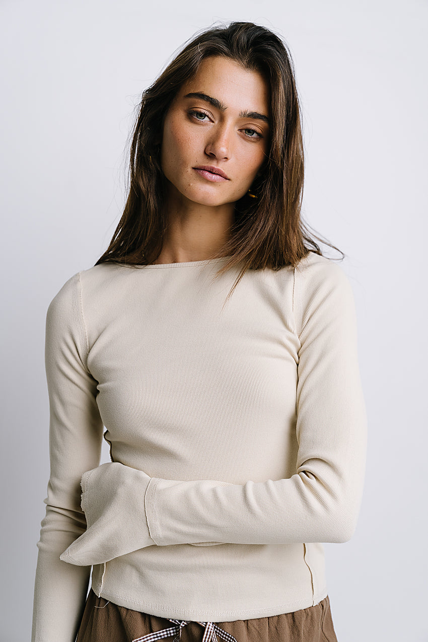 Toby Ribbed Top in Bone - FINAL SALE