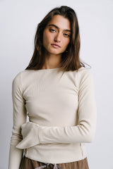 Toby Ribbed Top in Bone - FINAL SALE