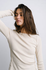Toby Ribbed Top In Bone - Final Sale