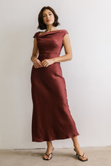 Rodney Asymmetrical Maxi Dress In Burgundy - Final Sale
