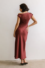 Rodney Asymmetrical Maxi Dress In Burgundy - Final Sale