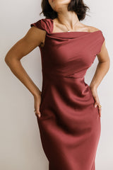 Rodney Asymmetrical Maxi Dress In Burgundy - Final Sale