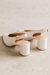 Candice Slingback Heels In Cream - Final Sale
