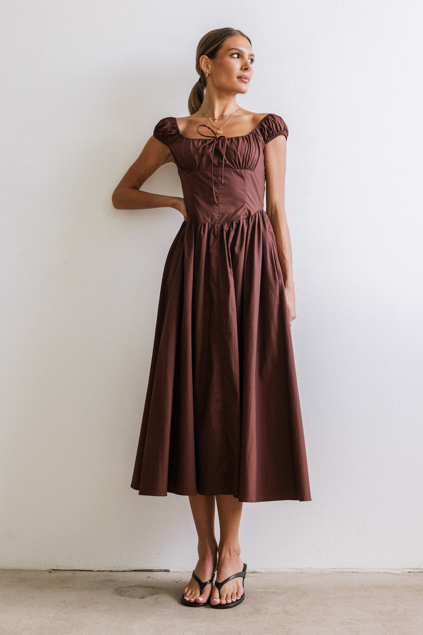 Patricia Midi Dress in Brown - FINAL SALE