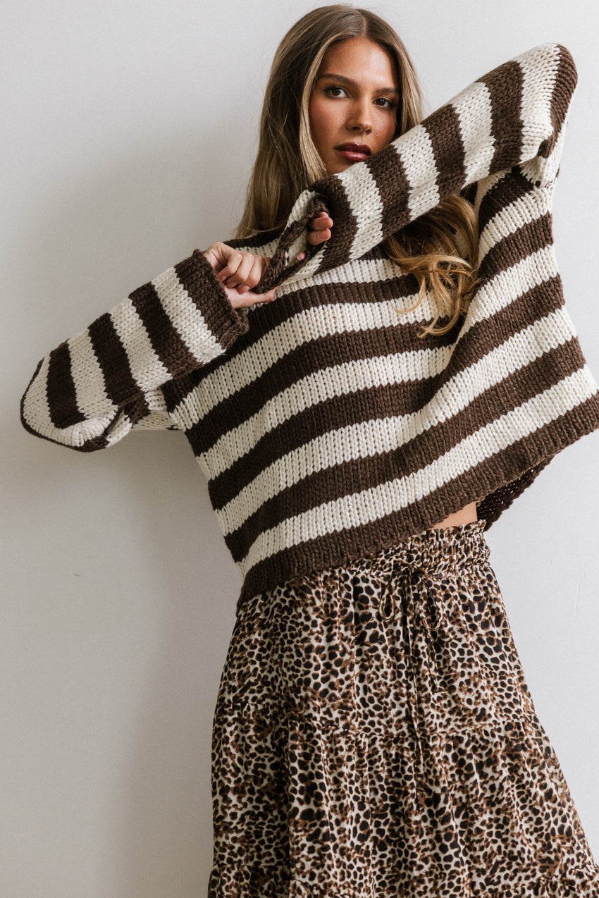 Beckam Striped Sweater In Mocha