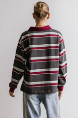 Megan Striped Top In Grey - Final Sale