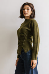 Jerzey Asymmetrical Sweater In Olive - Final Sale