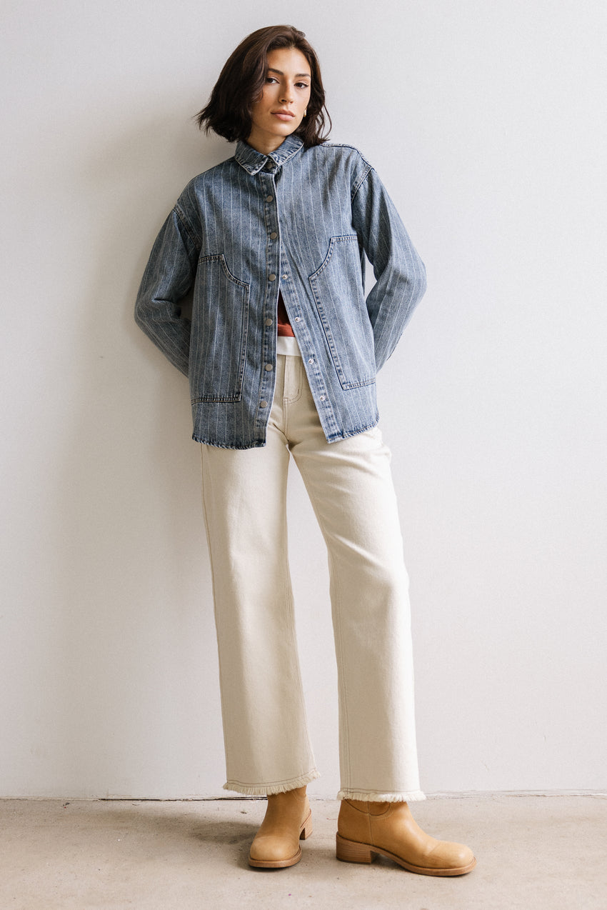 Kandy Striped Denim Shacket - FINAL SALE