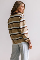 Megan Striped Top In Taupe - Final Sale