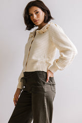 Maureen Collared Cardigan In Oatmeal - Final Sale