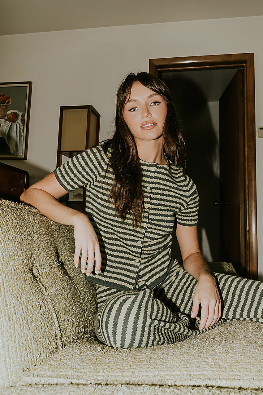 Ireland Striped Top in Green - FINAL SALE