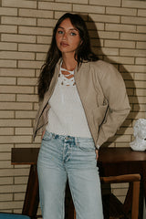 Juniper Collared Jacket In Taupe - Final Sale