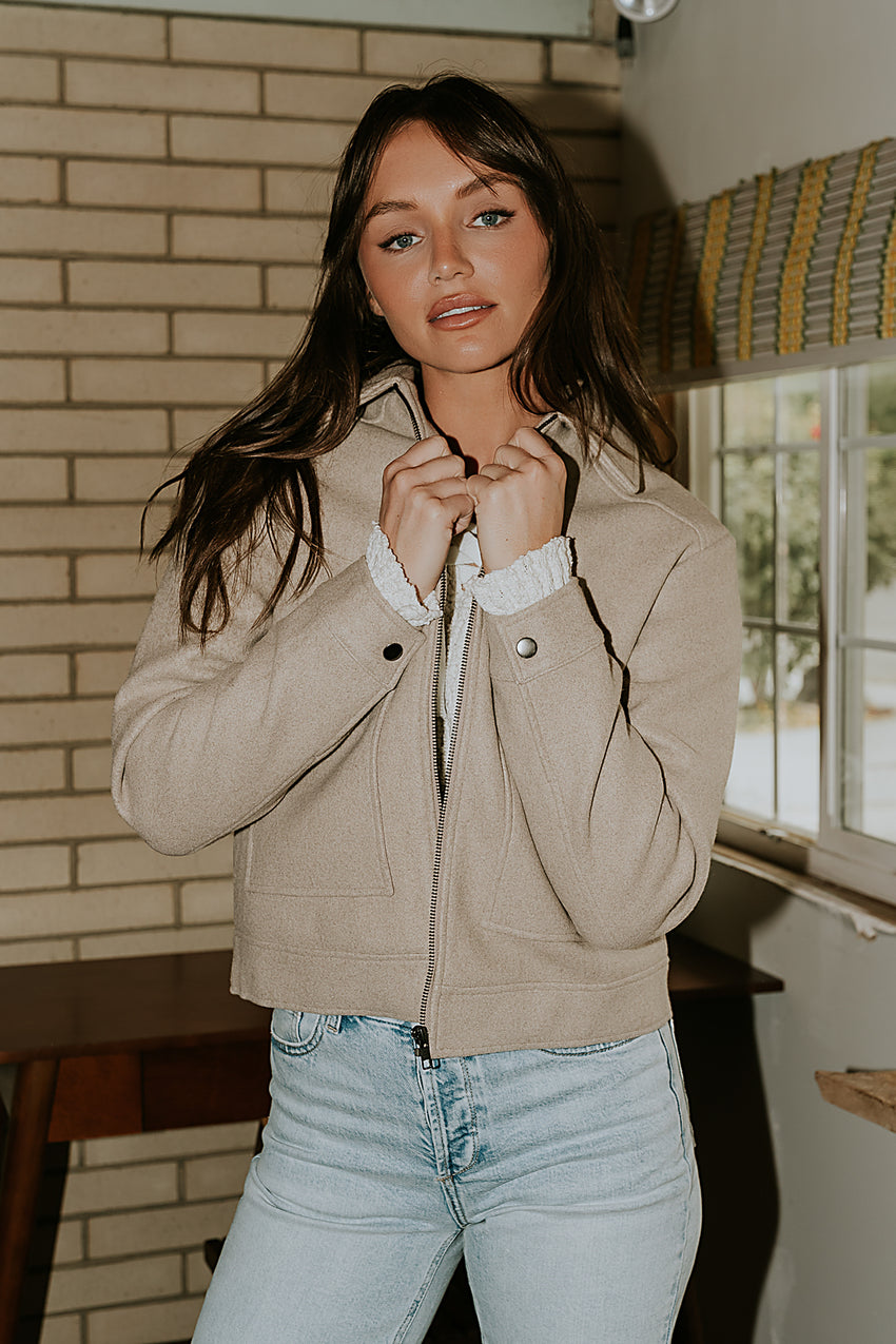 Juniper Collared Jacket in Taupe - FINAL SALE