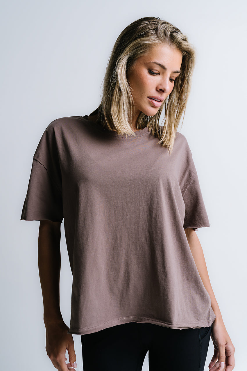Abby Oversized Tee In Mocha - Final Sale