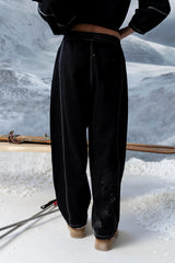 Malinda Mixed Media Baggy Pants In Black - Final Sale