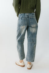 Kinsey Embroidered Barrel Jeans In Medium Wash - Final Sale