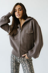 Markus Knit Bomber Jacket in Mocha - FINAL SALE