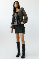 Ella Tie Peplum Blouse In Black - Final Sale