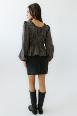 Ella Tie Peplum Blouse In Black - Final Sale