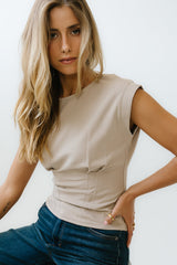 Tam Pleated Top In Taupe