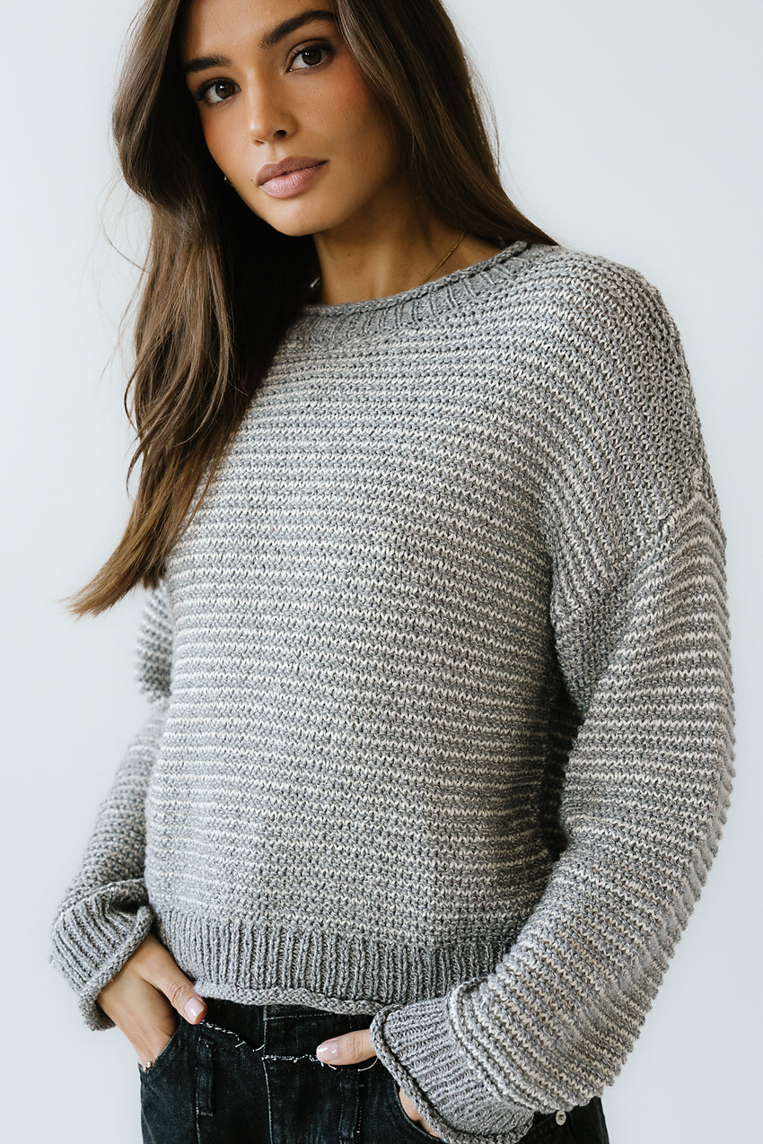 Tracey Striped Oversized Sweater in Grey - FINAL SALE