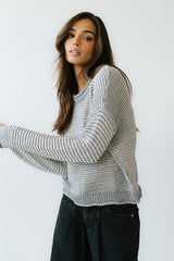 Tracey Striped Oversized Sweater In Grey - Final Sale