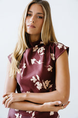 Carsyn Floral Top In Red-Brown - Final Sale