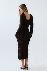 Bell Ruffle Maxi Dress In Brown - Final Sale