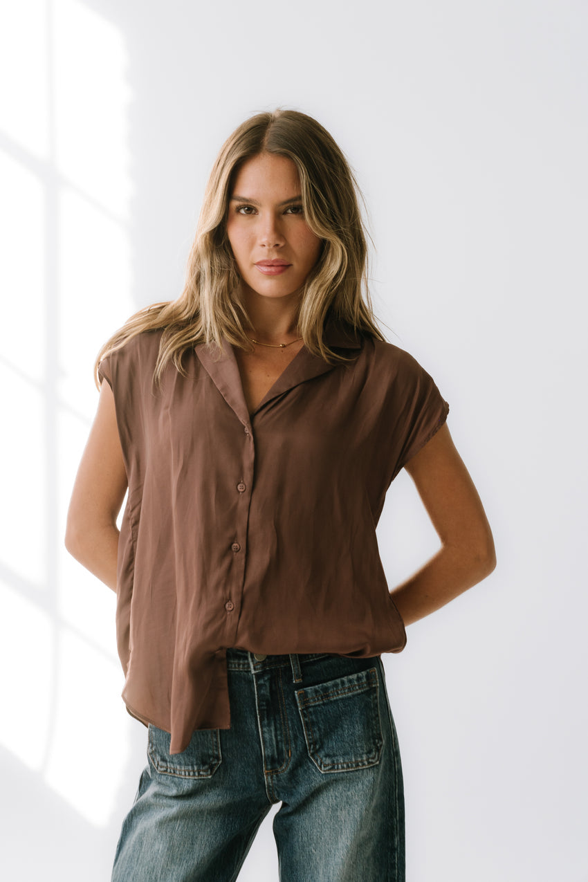 Poppy Collared Blouse in Red-Brown - FINAL SALE