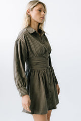 Lonnie Striped Mini Dress In Grey - Final Sale