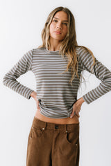 Makayla Shirt In Striped Blue - Final Sale