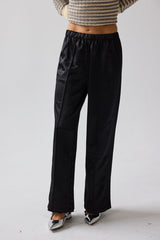 Gemma Satin Wide Leg Pants In Black - Final Sale
