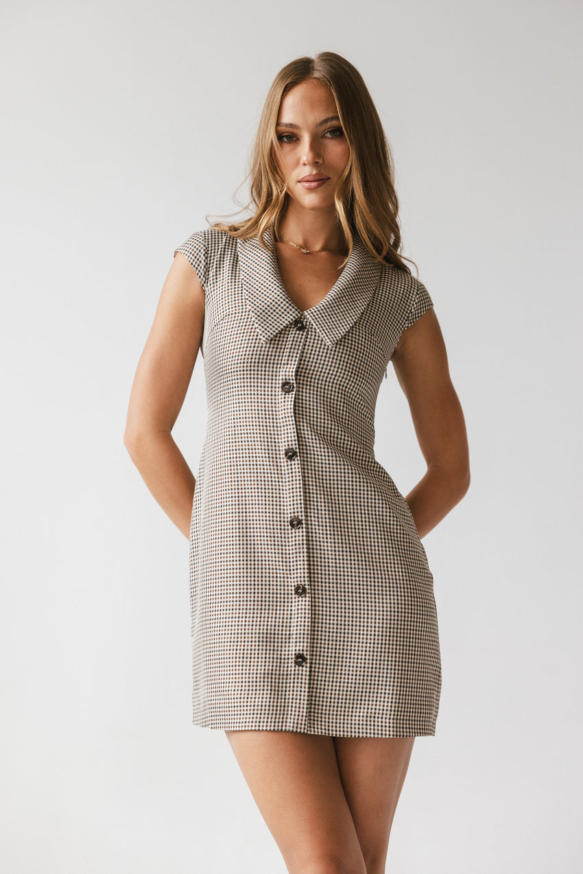 Mckenna Plaid Mini Dress In Burgundy - Final Sale