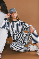 Taya Striped Sweater In Navy - Final Sale