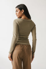 Mattie Ruffle Top In Olive - Final Sale