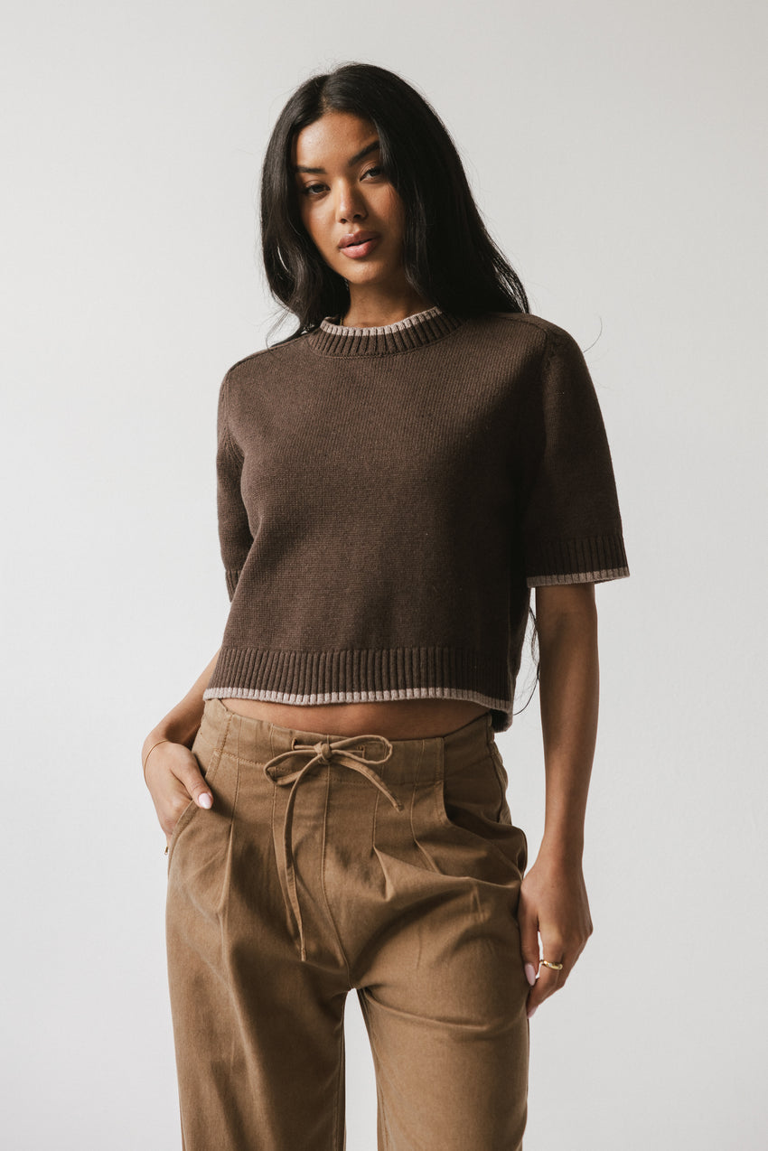 Rumple Contrast Top in Brown - FINAL SALE