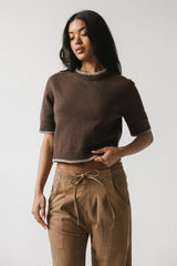 Rumple Contrast Top In Brown - Final Sale