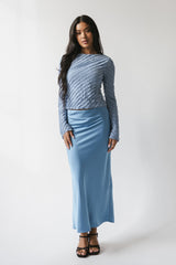 Tory Satin Maxi Skirt In Blue - Final Sale