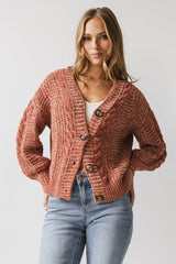 Brett Oversized Cardigan In Brick - Final Sale