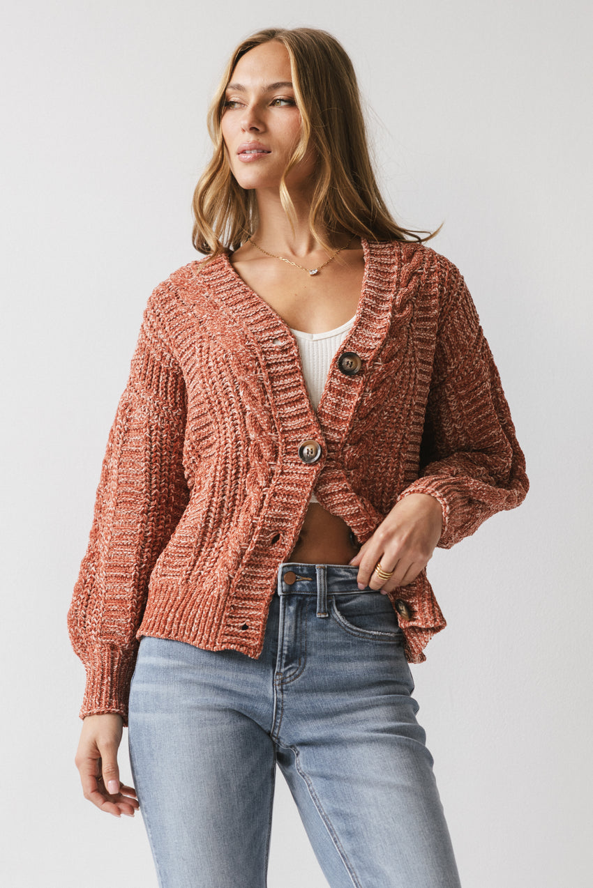 Brett Oversized Cardigan In Brick - Final Sale