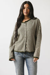 Lola Striped Sweater In Olive