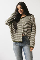 Lola Striped Sweater In Olive